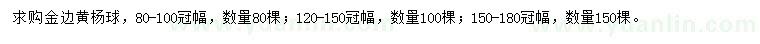 求購冠80-100、120-150、150-180公分金邊黃楊球