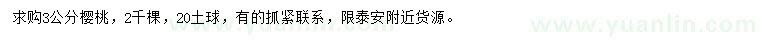 求購3公分櫻桃