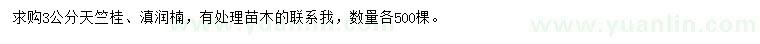 求購3公分天竺桂、滇潤楠