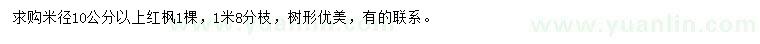 求購米徑10公分以上紅楓
