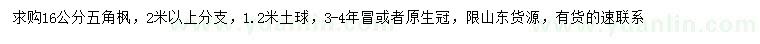 求購16公分五角楓