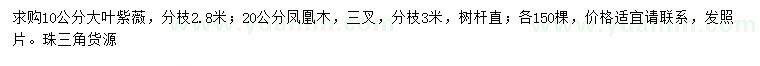 求購(gòu)10公分大葉紫薇、20公分鳳凰木