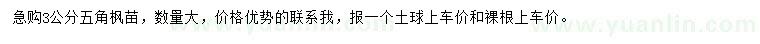 求購(gòu)3公分五角楓苗