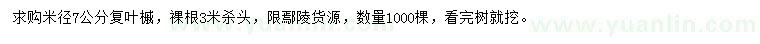求購米徑7公分復(fù)葉槭