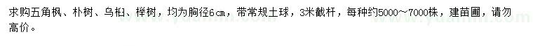 求購五角楓、樸樹、烏桕等小苗