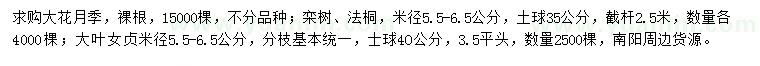 求購大花月季、欒樹、法桐等