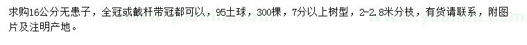 求購(gòu)16公分無(wú)患子