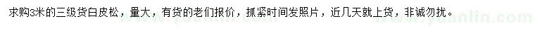 求購3米白皮松
