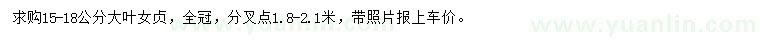 求購15-18公分大葉女貞