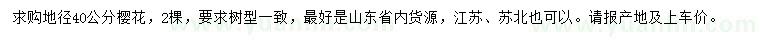求購(gòu)地徑40公分櫻花