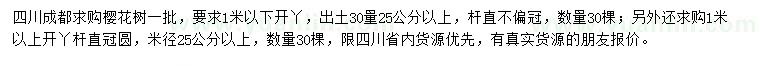 求購出土30量25公分以上櫻花