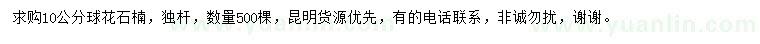 求購10公分球花石楠