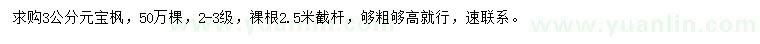 求購3公分元寶楓