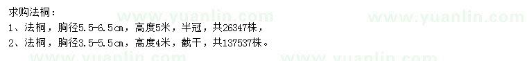 求購胸徑3.5-5.5、5.5-6.5公分法桐