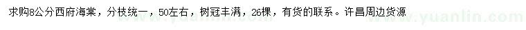 求購8公分西府海棠