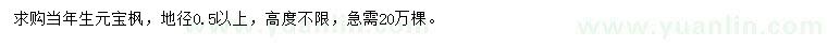 求購(gòu)地徑0.5公分以上元寶楓