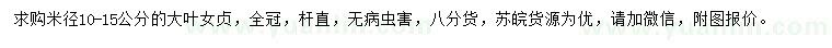 求購米徑10-15公分大葉女貞