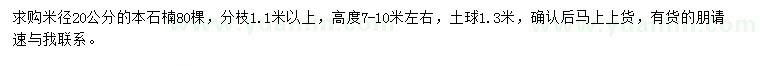 求購米徑20公分本石楠