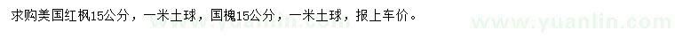 求購(gòu)15公分美國(guó)紅楓、國(guó)槐