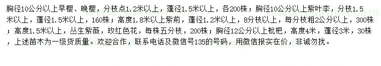 求購(gòu)早櫻、晚櫻、紫葉李等