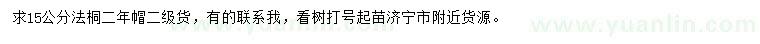 求購15公分法桐