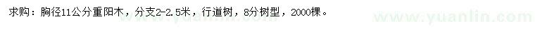 求購胸徑11公分重陽木