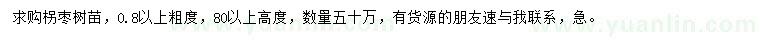 求購(gòu)0.8公分以上柺棗樹苗