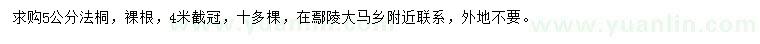 求購5公分法桐