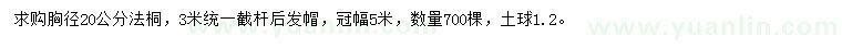 求購(gòu)胸徑20公分法桐