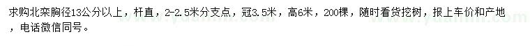 求購胸徑13公分以上北欒
