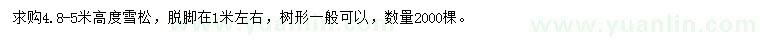 求購4.8-5米雪松