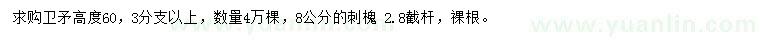 求購(gòu)高度60公分衛(wèi)矛、8公分刺槐