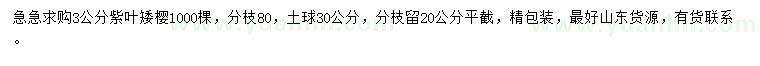 求購3公分紫葉矮櫻