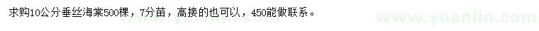 求購10公分垂絲海棠