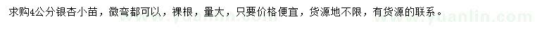 求購4公分銀杏小苗