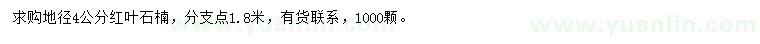 求購(gòu)地徑4公分紅葉石楠