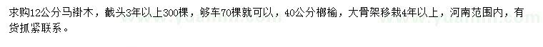 求購12公分馬褂木、40公分榔榆