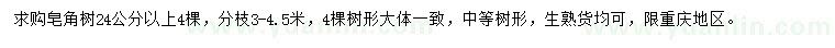 求購24公分以上皂角樹