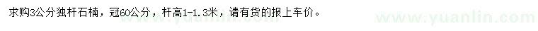 求購(gòu)3公分獨(dú)桿石楠
