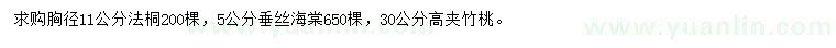 求購法桐、垂絲海棠、夾竹桃