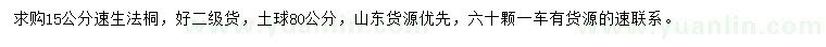 求購15公分速生法桐