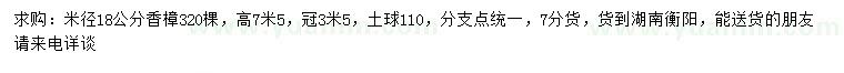 求購米徑18公分香樟