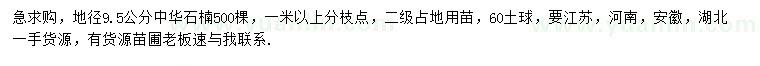 求購地徑9.5公分中華石楠