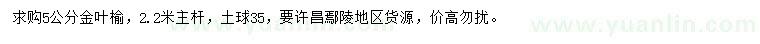 求購(gòu)5公分金葉榆