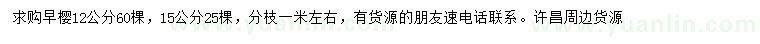 求購12、15公分早櫻
