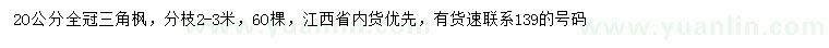 求購(gòu)20公分三角楓