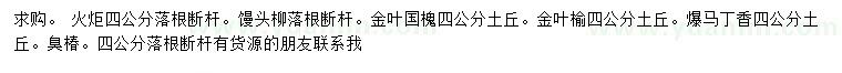 求購火炬、饅頭柳、金葉國槐等