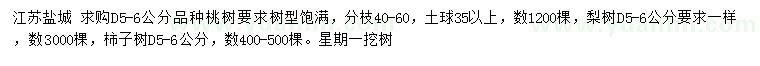 求購桃樹、梨樹、柿子樹