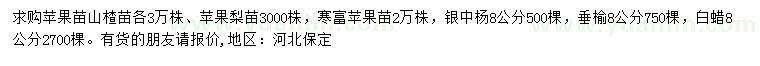 求購(gòu)蘋果苗、山楂苗、蘋果梨苗等