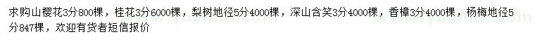 求購山櫻花、桂花、梨樹等